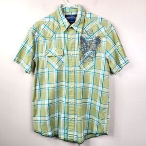 Aeropostale Vintage Mens SS Authentic Fit Pearl Snap Western Wear Button Down M